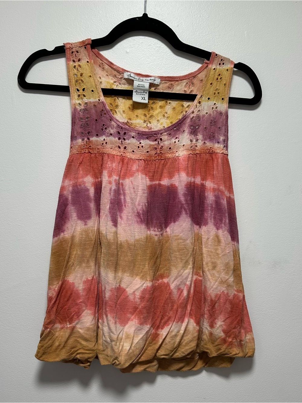 Y2K Tie-Dye Eyelet Tank Top - Multi Color